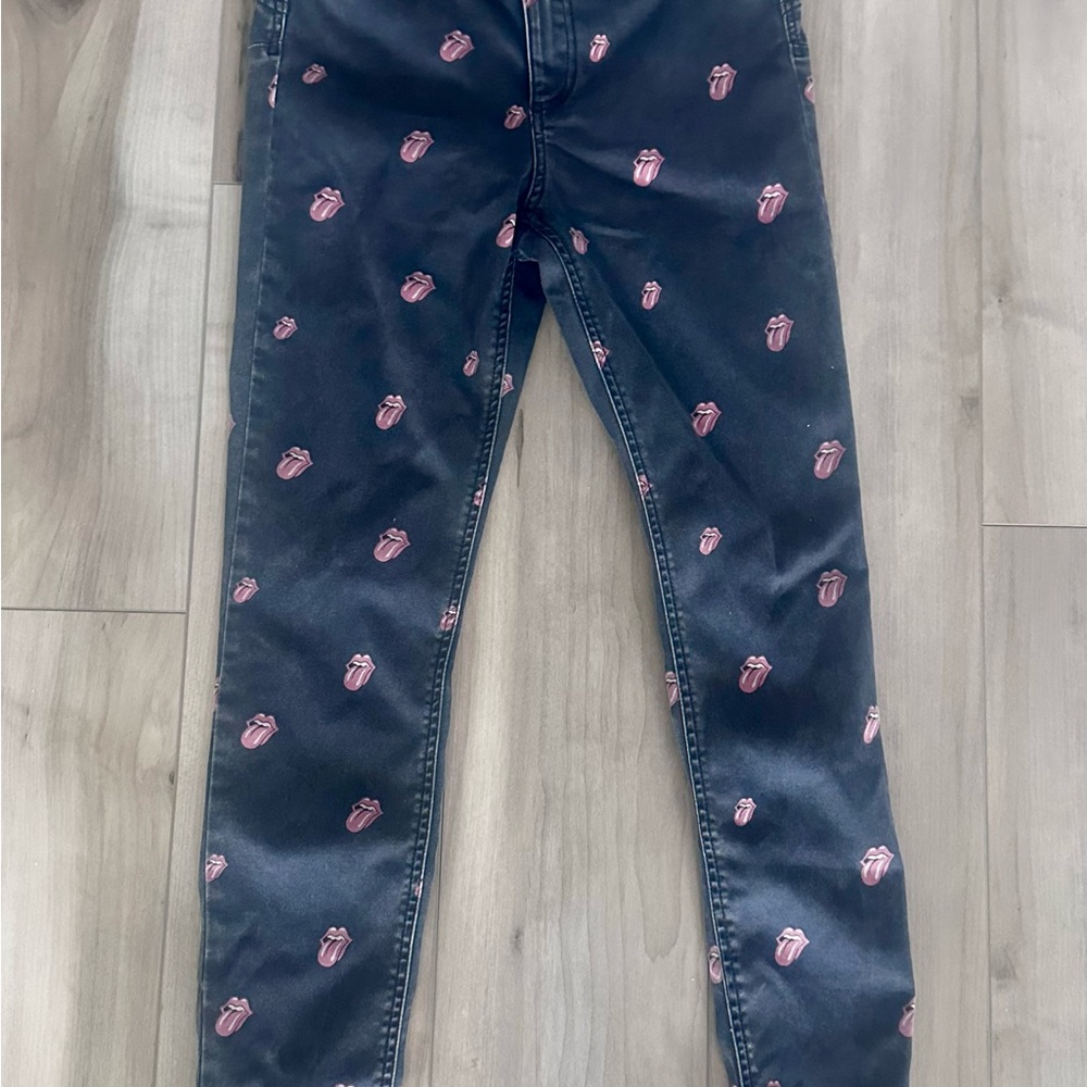 Rolling Stones Stretch Black Denim with Tongue Logo